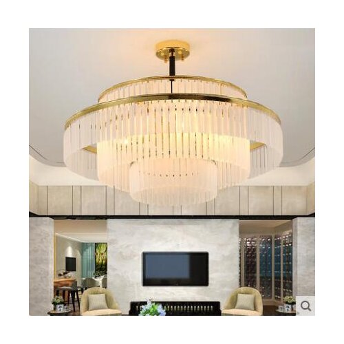 Golden chandelier round luxury living room lamps Modern minimalist LED restaurant light in the bedroom post-modern crystal chand