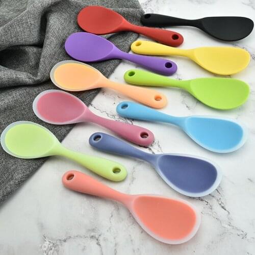 1Pcs Translucent Heat-resistant Silicone Non-stick Pan Cooking Tools Long Handle Kitchen Accessories Rice Spoon