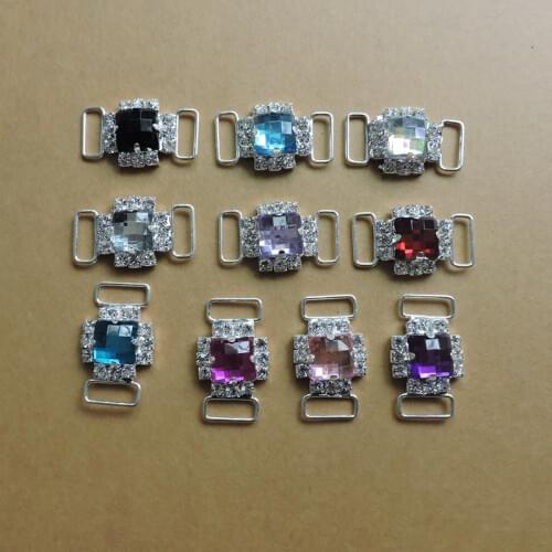 10PCS/ lot of Rhine stone Bikini diamond buckle connector strap women Silver Diamond clasp underwear accessories invitation