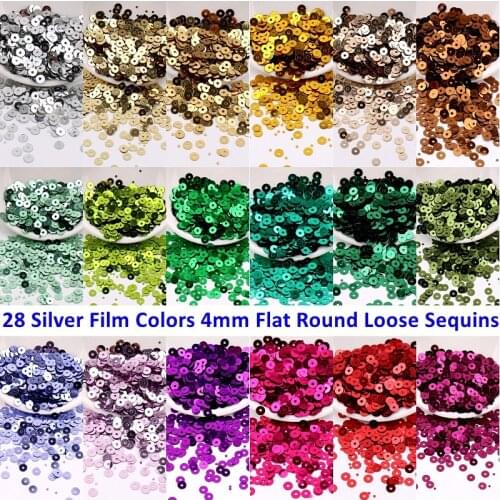 2000Pcs/Bag 4mm Silver Film Flat Round PVC Loose Sequins Handcraft DIY Making Sequin Paillettes Wedding Sewing Lentejuelas 10g
