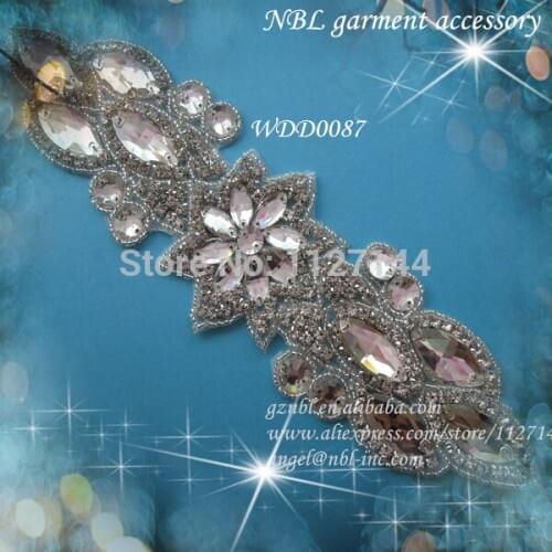 Crystal rhinestone sash applique for wedding evening dress iron on WDD0087
