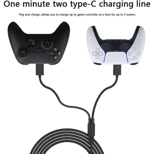 For PS5 Switch Mobile Phone 3m 2 in 1 Type-C Gamepad Console Charging Cable 40W Fast Charging Over Voltage Protection Power Cord