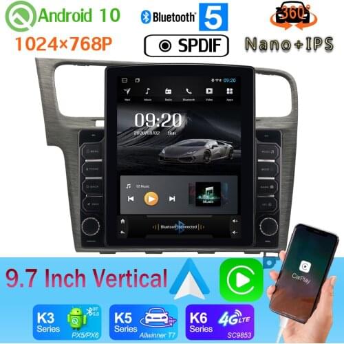 Head Unit 9.7" Vertical Style Car Media Player GPS For Volkswagen VW Golf 7 MK7 2013-2020 Android 10 360 Camera PX6 4+64G Radio
