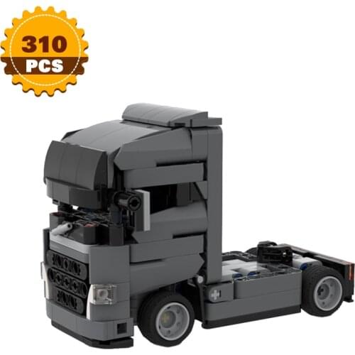 Moc City Mini Truck Technical MOC-67031 Engineering Container Cargo Truck Building Block 310 PCS Model Children Boy Toy Gift