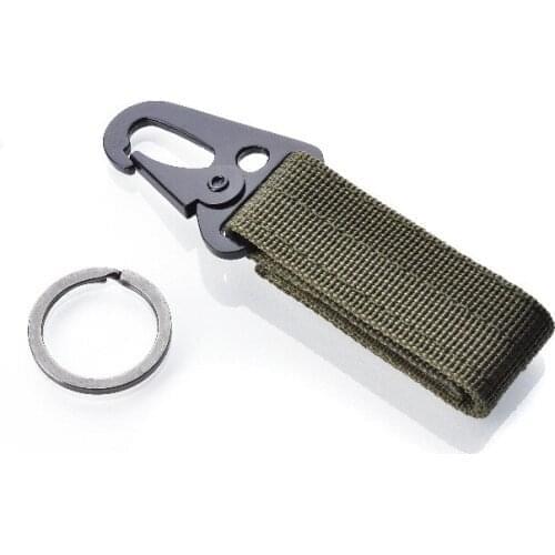 Hot Sale Outdoor Camping Hiking Nylon Belt Metal Hanging Carabiner Backpack Hook Clasp Survival Gear with Key chain 3 Color