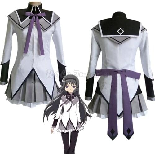 Akemi Homura Cosplay Costume Anime Puella Magi Madoka Magica Skirts and Wigs Halloween Kaname Madoka Cosplay Maid Dress