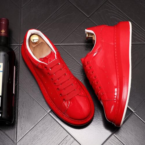 Red Hip-Hop Punk Men Sneakers Web Celebrity Board Shoes Male Height Increasing Flats Zapatillas Hombre