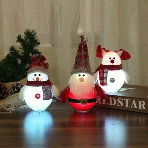 Cute Christmas Santa Claus Snowman Elk Lights Christmas Tree Ornaments 2021 Merry Christmas Decorations for Home Party Xmas Gift