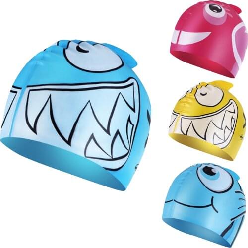 Cartoon Swimming Cap Children Silicone Kids Swimming Pool Hat Waterproof Protect Ears Boys And Girls Swim Equipment