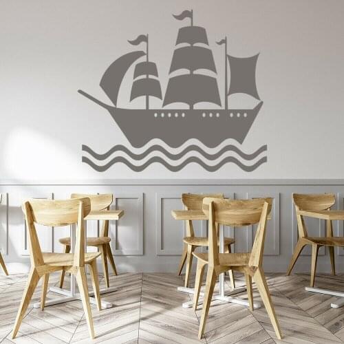 Ocean Pirate Ship Boats Wall Sticker Teen Bedroom Vinyl Wall Decal Nursery Baby Room Home Decoratio For Living Room W103