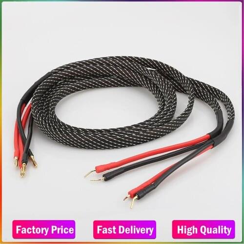 NewPair Pure copper loudspeaker cable HIFI Banana plug to pin plug speaker cable Center Audio Speaker cable