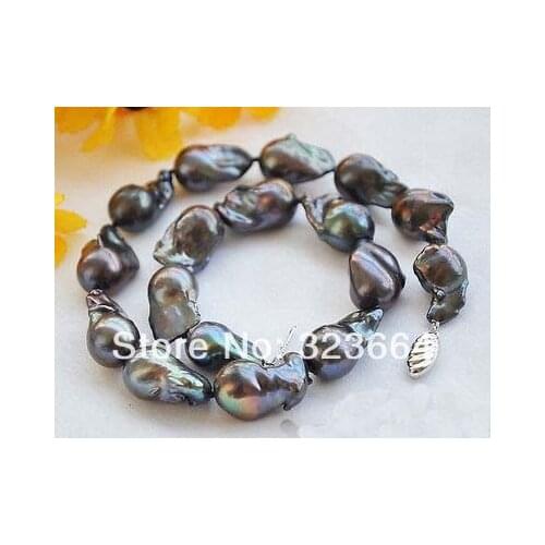 HUGE 18" 26mm BLACK BAROQUE KESHI REBORN PEARL NECKLACE