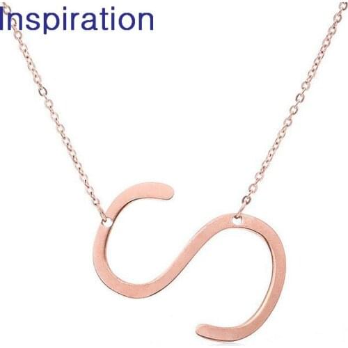 Fashion Letter Necklaces Pendants Alfabet Initial Necklace Rose Gold Stainless Steel Choker Necklace Women Jewelry Kolye Collier