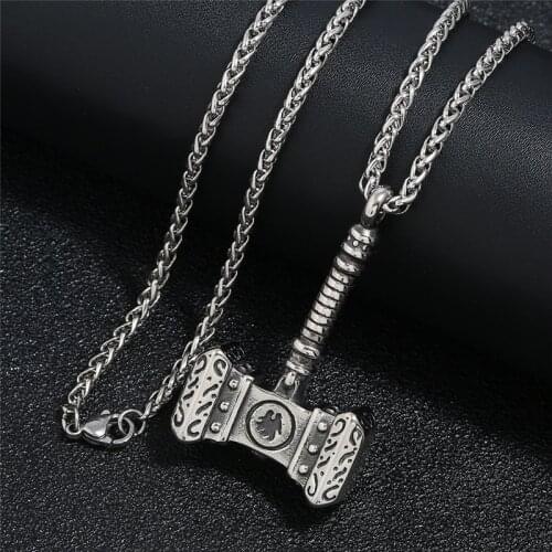 Thor Hammer Necklace NORRON Superhero vengers Dark World Necklace Mjolnir Pendant Necklace Men Viking Biker Jewelry