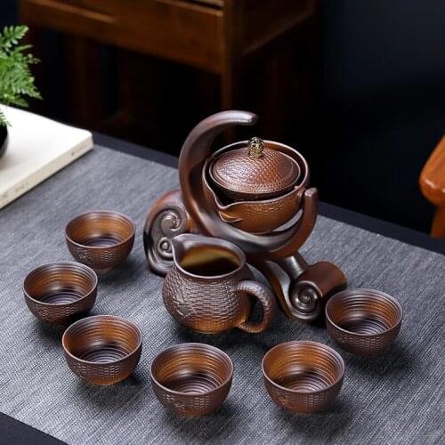 Ceramic stone grinding semi-automatic Tea Set,creative Kung Fu tea Hot sales of tea set.Creative Tea ceremony supplies