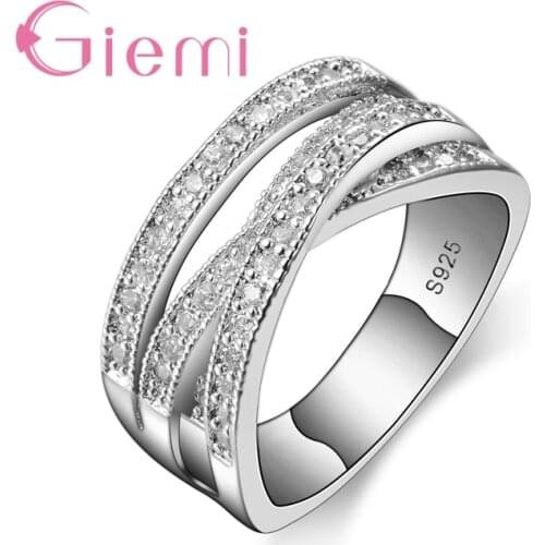 Luxury 925 Sterling Silver Endless Beauty Twisting Wave Cubic Zircon Finger Ring for Women Engagement Jewelry Gift Anillo
