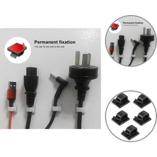 Self-Adhesive 5Pcs Reliable Table Computer Mini Cable Clamp Eco-friendly Cable Storage Buckle Compact for Living Room