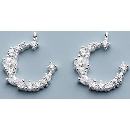 925 Sterling Silver Fancy AAA Zircon Moon Charms 11mm S925 Silver Dangle Pendants Fit Necklace Earrings DIY Jewelry Accessories