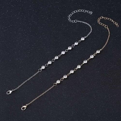 Shining Crystal Rhinestone Elastic Anklets For Women Ankle Bracelet On The Leg Bracelet Layered Anklet Foot Jewelry