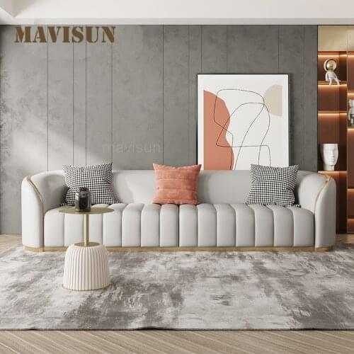 Modern Luxury Leather Sofa Couch For Living Room Furniture Golden Metal Frame Apartments Sofas