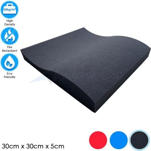 Arrowzoom 30 x 30 x 5 cm Pro Series Wave Tile Studio Sound Absorbing Panel Acoustic Foam Treatment KK1199