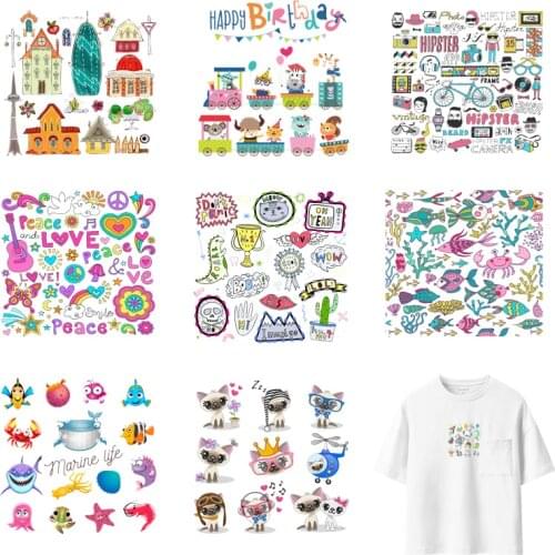 Iron on transfer for clothing thermoadhesive patches stickers diy animal textile vinyl Stripes thermotransfer for baby clothes E