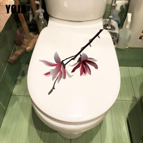 YOJA 23.2*12CM Magnolia Flower Room Wall Decor Classic Home WC Toilet Seat Stickers T1-0461