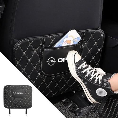 Car Seat Back Anti Kick Protector Mat Auto Logo Accessories For Opel Corsa Astra Insignia Vectra Zafira Meriva Mokka Grandland