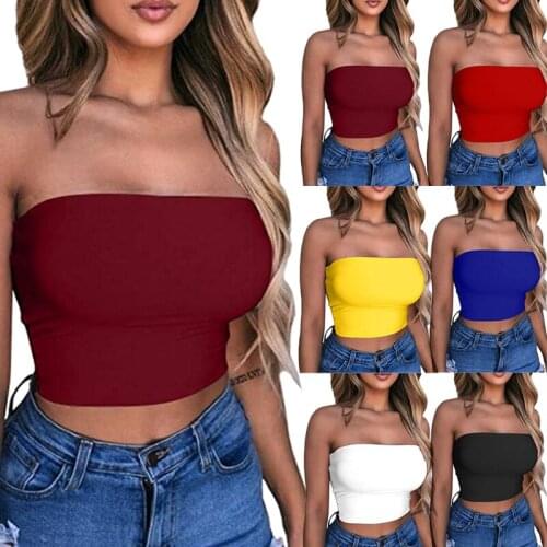 Newest Blouse Strapless Bandeau Crop Tops Shirt Off Shoulder Elastic Tube Top Bra Women Bandeau TY66