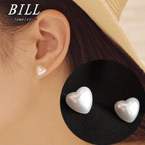 Cute Heart Simulated Pearls Stud Earrings Fashion Jewelry Brincos Women Earring pendientes mujer boucles Bijoux 2018 HOT