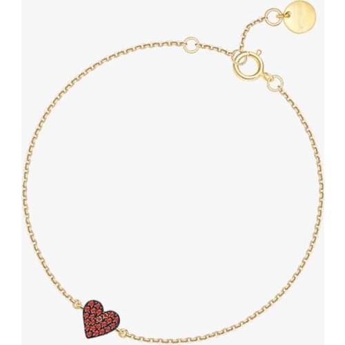 Fashion Brand 925 Sterling Silver Yellow Gold Color Love Heart Bracelet Micro Cubic Zirconia for Women Gifts Fine Jewelry