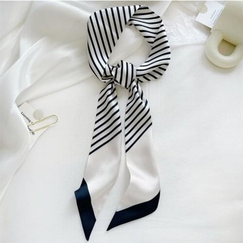 Luna&Dolphin Women Narrow Long Skinny Scarf 96x6cm Sketch Human Face Printed Chiffon Silky Tie Ribbon Headbands Choker Streamer