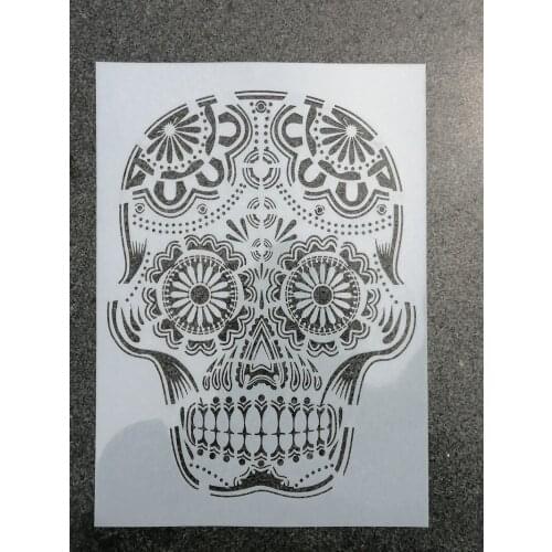 1pc Size A4 Skull DIY Layering Stencils Wall Painting Scrapbook Coloring Embossing Album Decorative Template