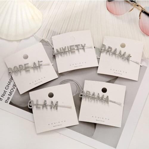 1 Pcs Women Crystal Diamond Rhinestone Glam Word Letters Hair Clips Barrettes Hairpins Hair Styling Accessories
