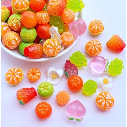 10Pcs Resin Lovely Mixed artificial orange fruits Flatback Cabochon Scrapbook Kawaii DIY Embellishments Accessories D77