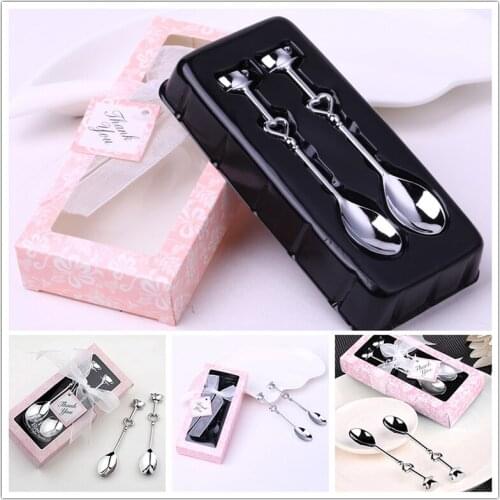 2Pcs Stainless Steel Coffee Spoon Creative Love Heart Ice Cream Sundae Dessert Spoons Teaspoon Wedding Party Favours