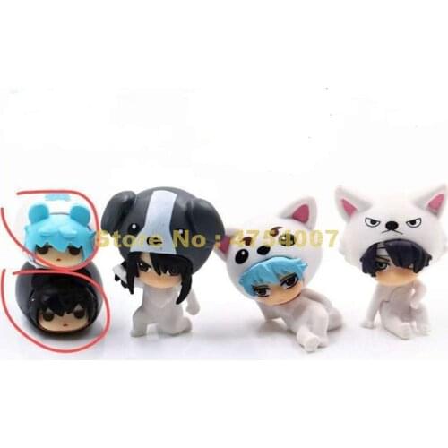 5pcs/lot Anime Gintama Silver Soul Q Version Gintoki Sakata Hijikata Toushirou Animal Cosplay Pvc Model Action Figure 4cm Toy