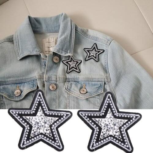 6*6cm 2pcs/set Star Shaped Iron-On Patches Bling Crystal Appliqued DIY Apparel Sewing & Fabric Supplies Bags Caps Decorations