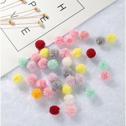 60pcs/lot 1.5cm elastic mesh Flower Ball For Children Hair Accessories Artificial Fabric Flowers For Headbands