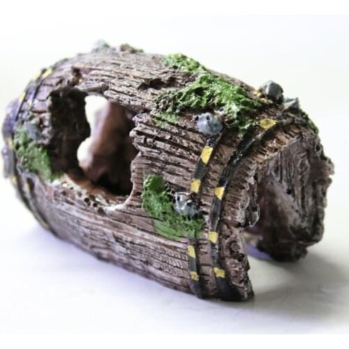 Aquarium Ornament Decorations Artificial Resin Barrel Cave Landscaping Accessories For Fish Tank Aquarium Decoration Background