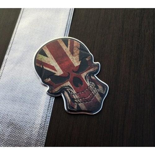 Aluminum Union Jack Auto Car Stickers Metal Skull Shape Chrome Badge Emblem Decal Motorcycle Modified