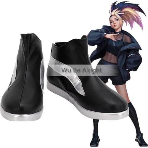 Game LOL Baddest KDA Cosplay Shoes Akali Black Short Boots Halloween Carnival Party Accessories Props Custom Made For Unisex