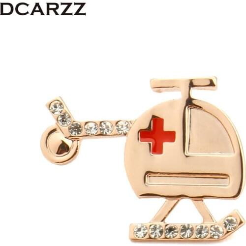 Emergency Helicopter Pin,Crystals Air Ambulance Brooch First Aid Helicopter Gift for Doctor/Nurse Medical Jewelry Wholesale
