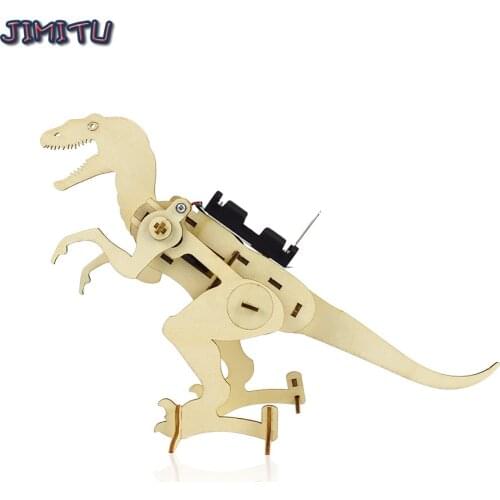 DIY Electric T Rex Model Kits Toys for Boys Wooden Dinosaur Robot Assembly Puzzle Educational Toy Experiment Kits Models Gifts