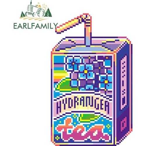 EARLFAMILY 13cm x 8.3cm for Hydrangea Tea Pixel Drink Funny Car Stickers Creativite Decal Motorcycle Scratch-Proof Decoration