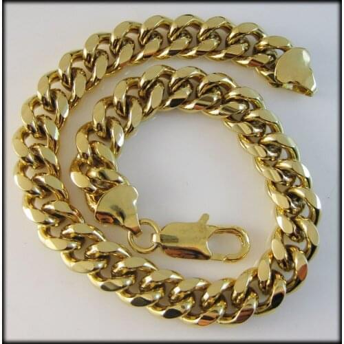 FOROMANCE/ MEN 8.6" YELLOW GOLD COLOR GP WIDTH 8MM LINK BRACELET