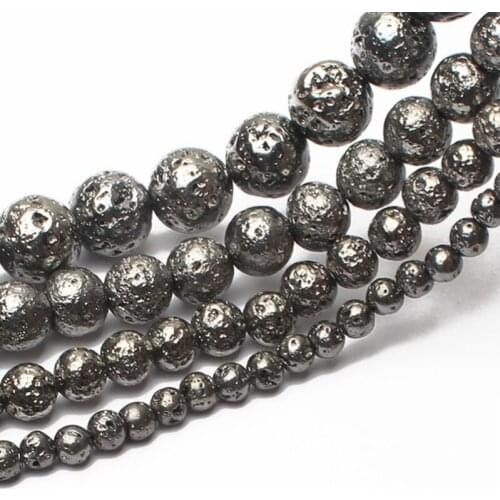 4-10mm Round Black Hematite Beads Counterfeit Lava Stone Beads For Jewelry Making Beads Bracelets Healing DIY Beads Trinket