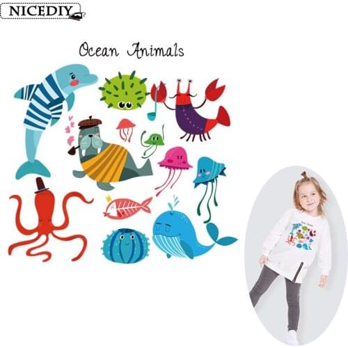 Cute Marine Animal Clothing Stickers Iron On Patches Stripes For The Application Of Clothing From Another Patch t-Shirt Badges