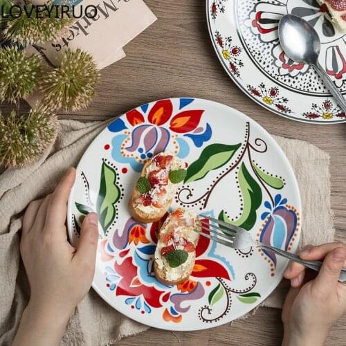 LOVEYIRUO Ceramic tableware set dim sum snack western food plate living room decoration afternoon tea plate set household goods