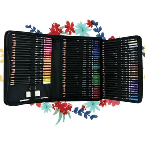 OOTDTY 75pcs Oil Colored Pencils Set Eraser Sharpener Kit Professional Art Supplies for Adults Artist Drawing Coloring with Case